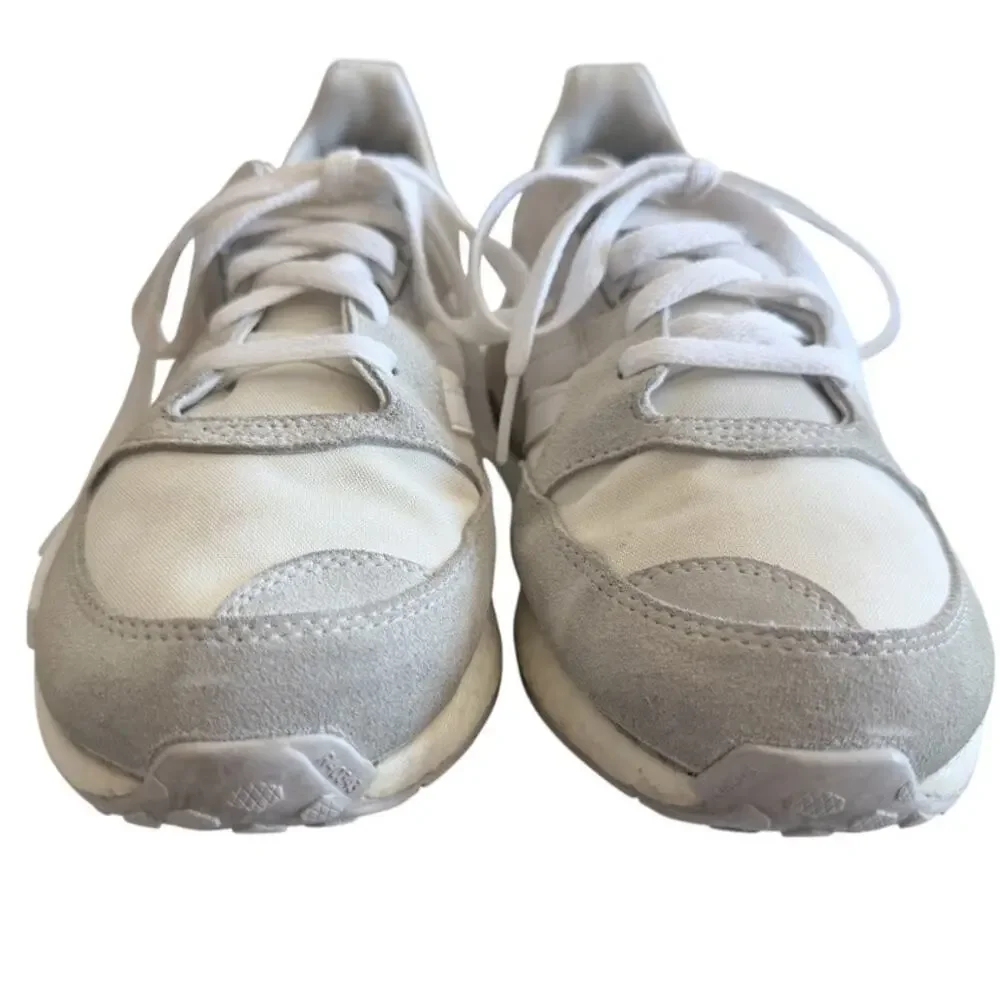 Adidas Boston Super R1 Sneakers Trainers 7 Men Triple White Grey Suede Workout